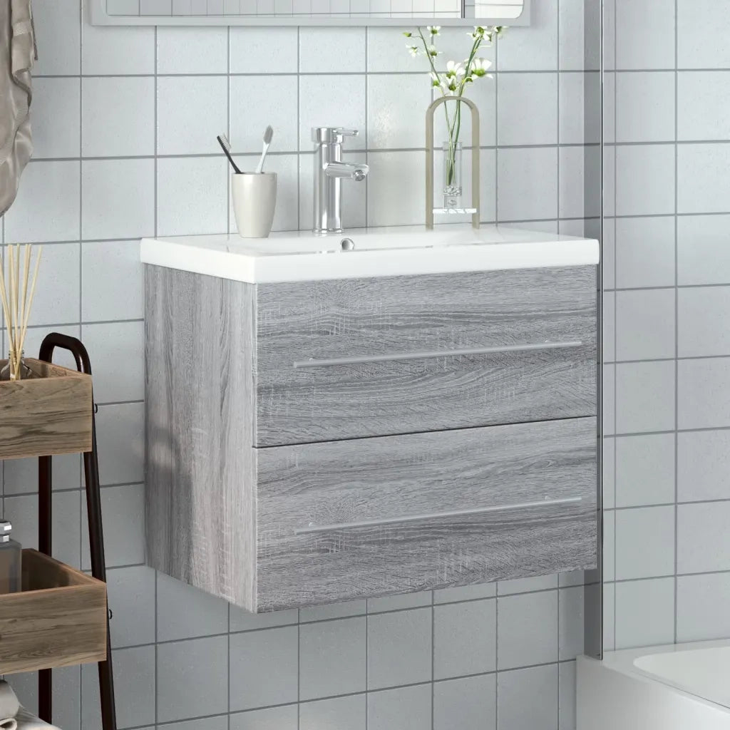 Mobile da Bagno con Lavabo Integrato Grigio Sonoma