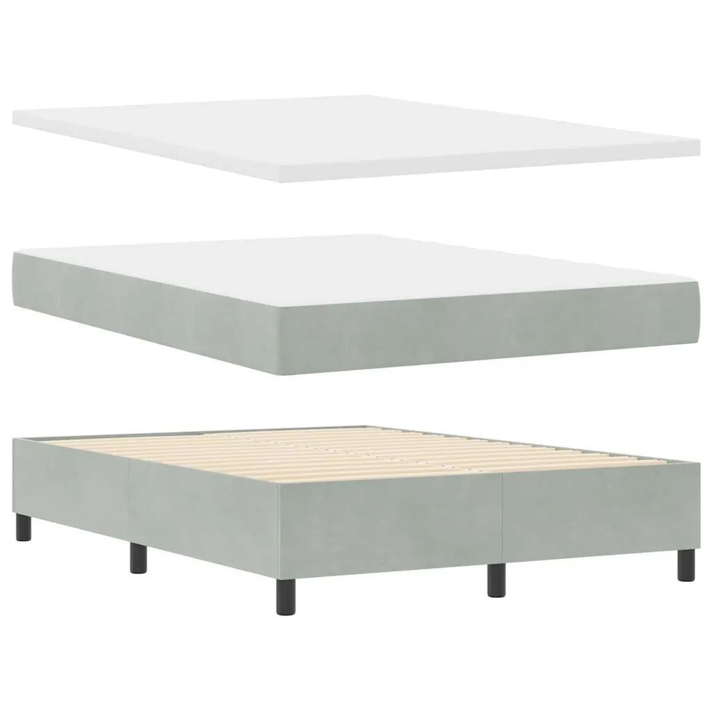 Letto a Sorgente LED Grigio chiaro 140 x 200 cm Tessuto