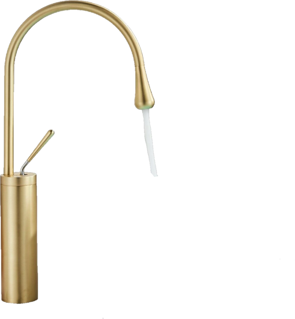 Lydia | Rubinetto da bagno Hotel Gastro oro | in acciaio inox per lavelli alti|rubinetto miscelatore 2 attacchi| Raccordo alta pressione alto bagno