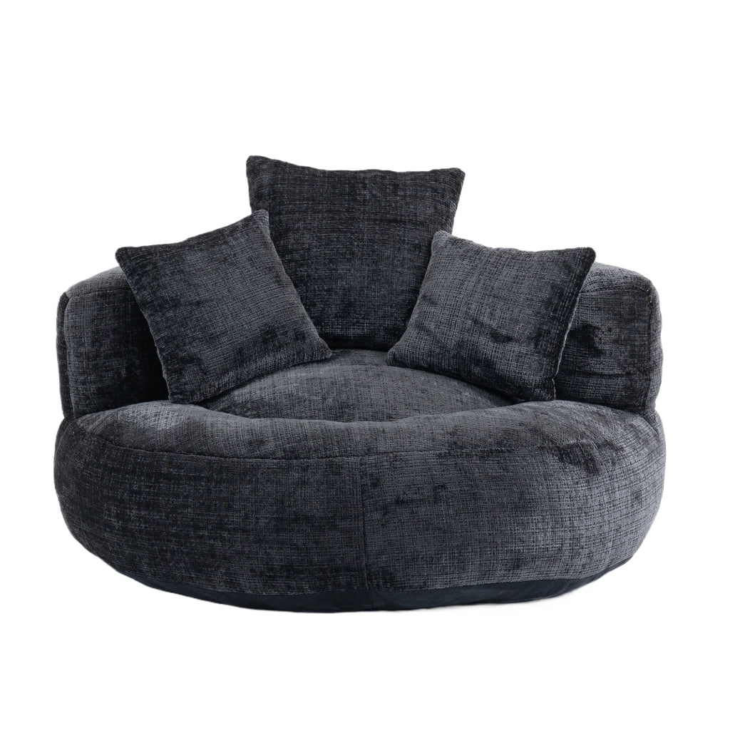 Divano Poltrona Gaming con Cuscini ¨C MINIMAL ¨C Nero, Tessuto Chenille