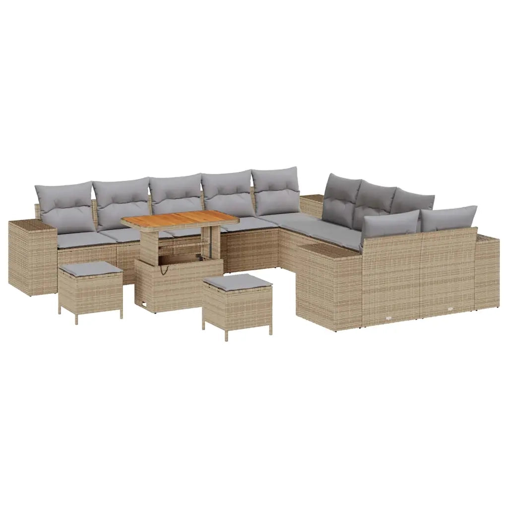 Set Divano da Giardino con cuscino 13 pcs Beige polyrattan 3362067