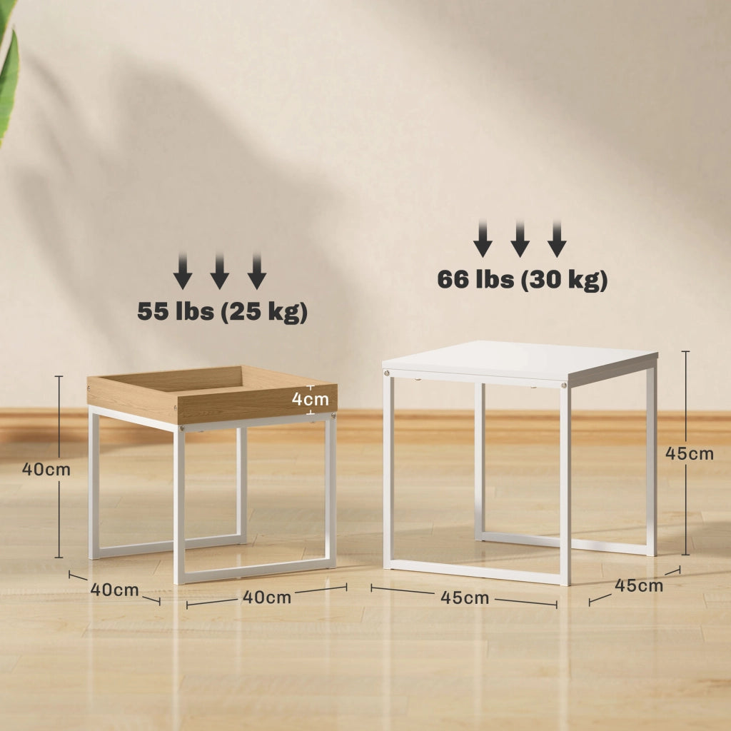 Tavolino da caff¨¨ nido 2 pezzi ¨C Minimal ¨C bianco e rovere