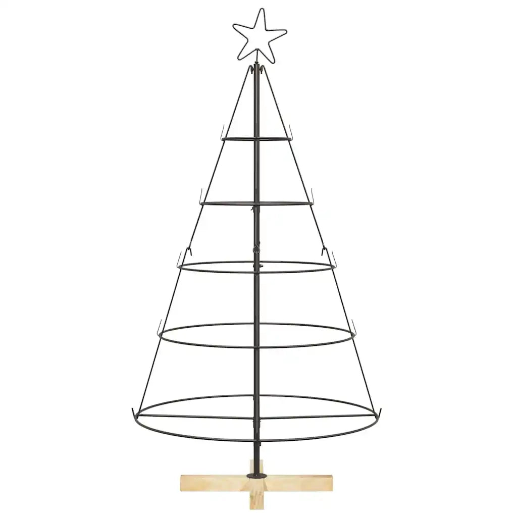 Albero a Cono di Natale con supporto Nero 126 cm Acciaio 42019159