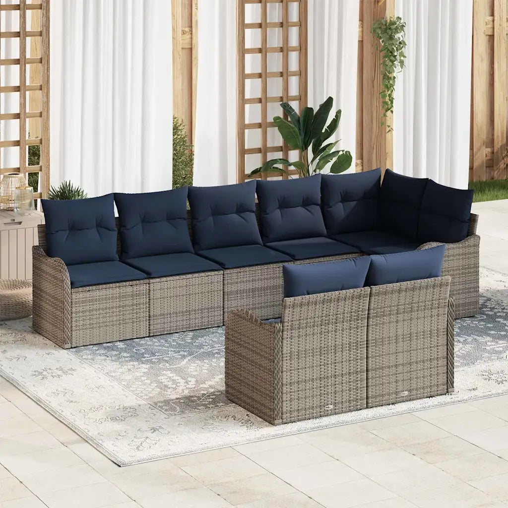 Set Divano da Giardino 8 pz Grigio polyrattan 3345755