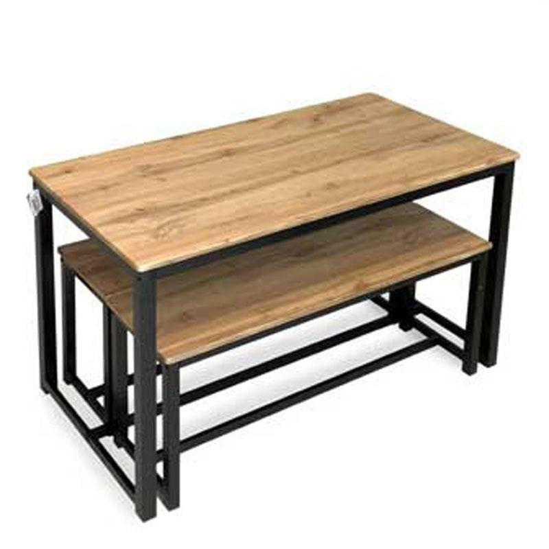 SET TAVOLO CON 2 PANCHE IN LEGNO120X60X74 CM NATURALE