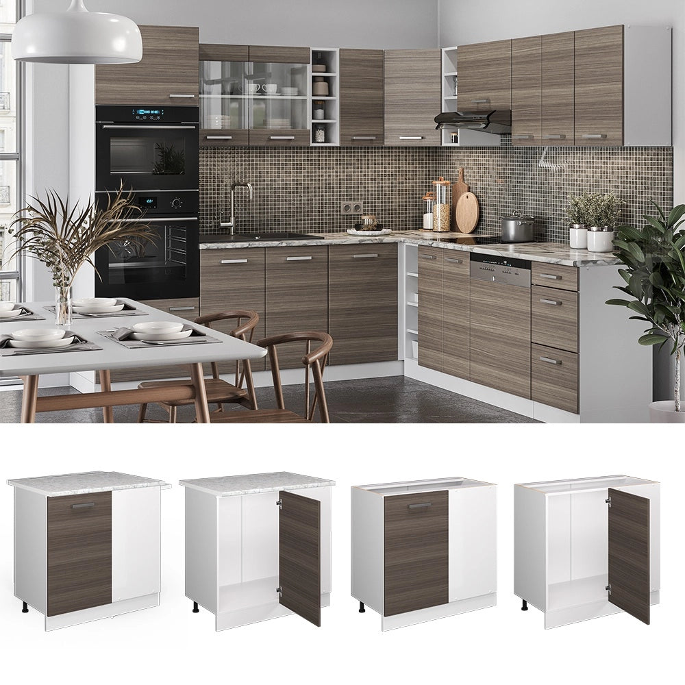 Mobile ad angolo cucina R-Line Grigio nobile/Bianco 86 cm, PL Marmo Vicco