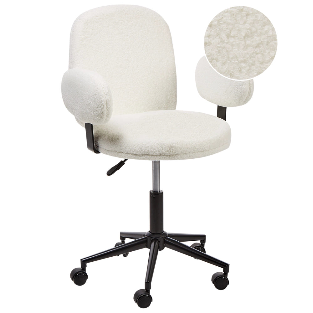 Sedia da scrivania Off White Boucle Base regolabile in altezza Moderna Home Office