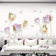 Sticker 3D Fiori Giallo Tigli - Decorazione Per Parete Sala Da Pranzo - Decorazione Per Parete Camera Da Letto - Decorazione Per Parete Camera dei Bambini - Decorazione Per Parete Cucina - Materiale Vinyl Sicuro