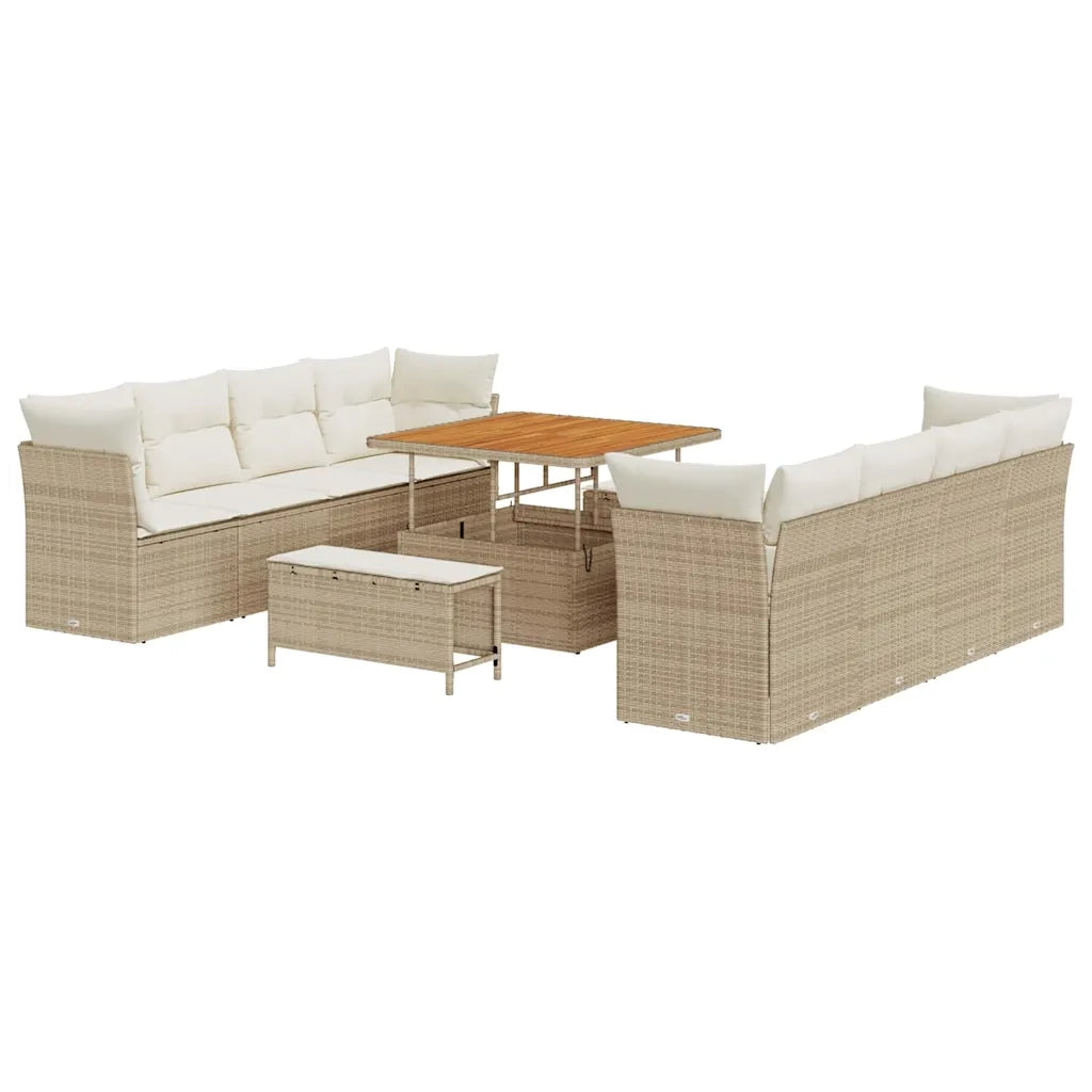 Set Divano da Giardino 11 pcs Beige polyrattan