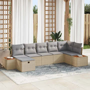 Set Divano da Giardino con cuscino 7 pcs Beige Poly Rattan 3360974