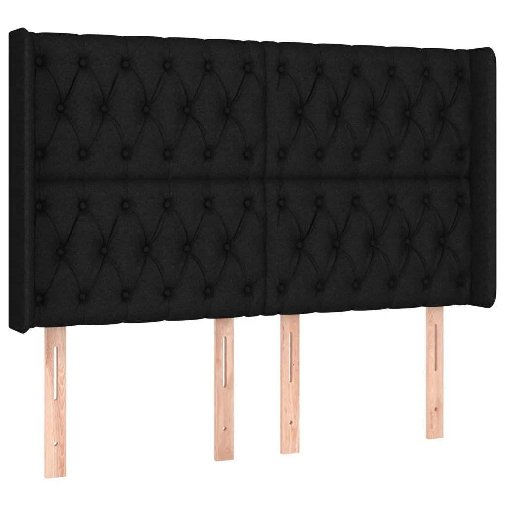Testiera ad Orecchio-Testata con Orecchie Nera 163x16x118/128 cm in Tessuto 920522