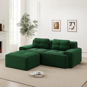 Divano modulare senza ossa - Zephmum- L-forma verde velluto cordoncino