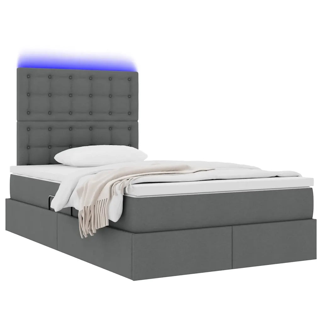 Letto con contenitore e LED con led Grigio scuro 120 x 190 cm 3372529