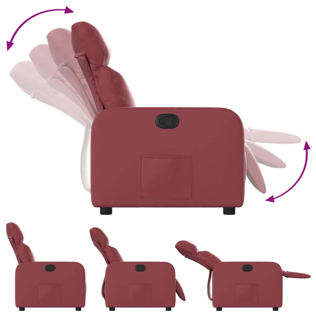 Poltrona Reclinabile Rosso Vino in Similpelle 374187