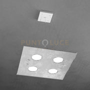 PATH SOSPENSIONE 4+2 LUCI BIEMISSIONE QUADRA FOGLIA ARGENTO 1141-S4+2-FA