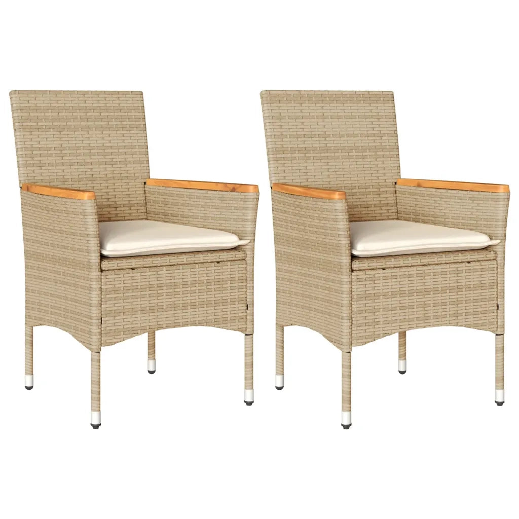 Sedie da Giardino con Cuscini 2 pz | Sedie da Esterno Beige in Polyrattan