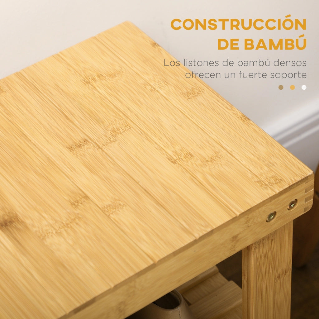 Cassettiera in Bamb¨´ con Sedile e 2 Ripiani ¨C Minimal ¨C 70x28x45 cm Naturale