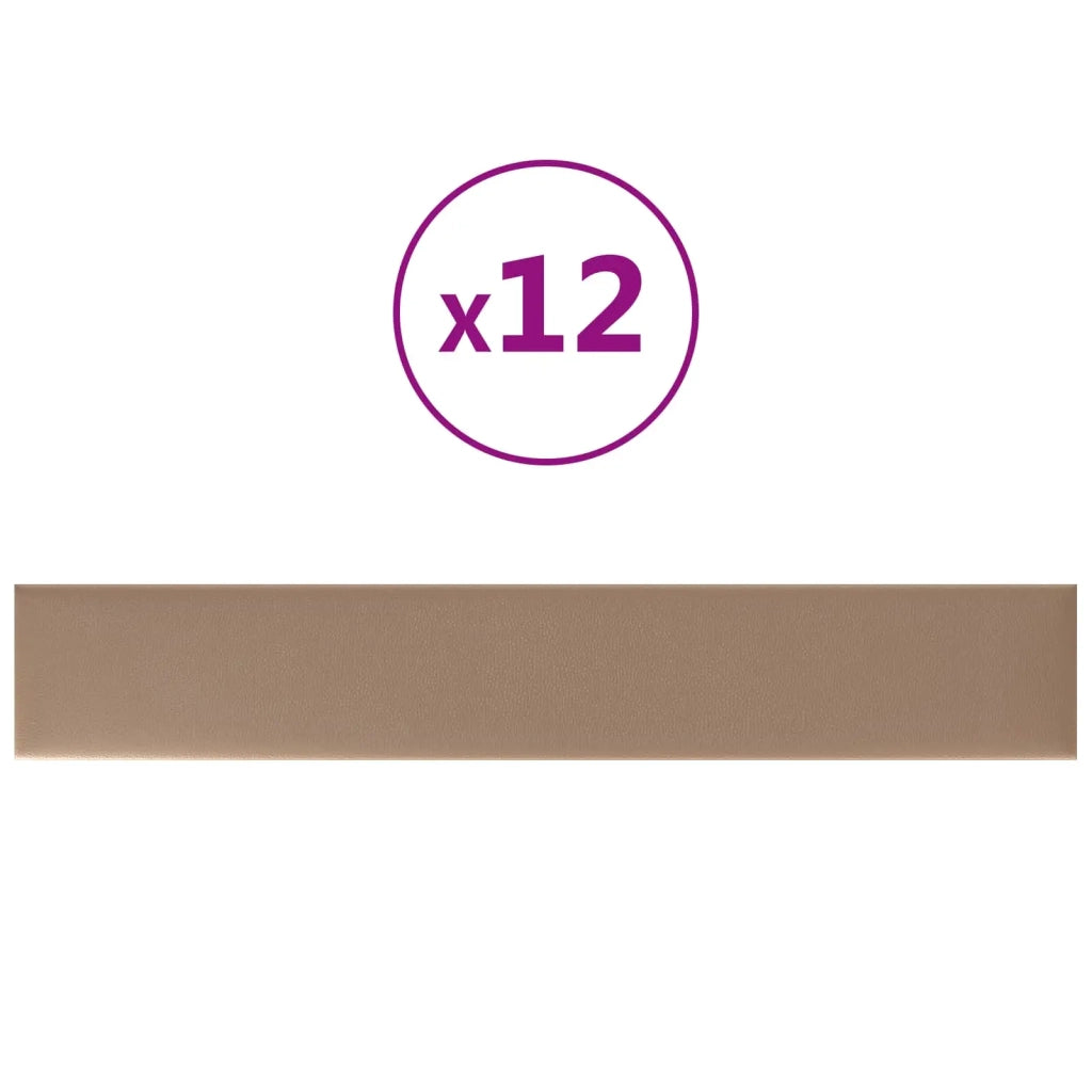 Testiera da Parete 12 pcs Cappuccino 90 x 15 cm Tessuto 4008359