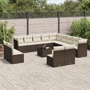 Set Divani da Giardino 14pz con Cuscini in Polyrattan Marrone 3218503