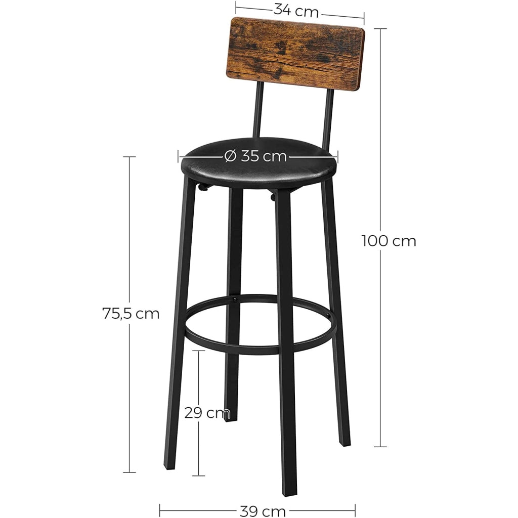LBC069B81 Sgabelli da bar rustici con poggiapiedi - Set di 2