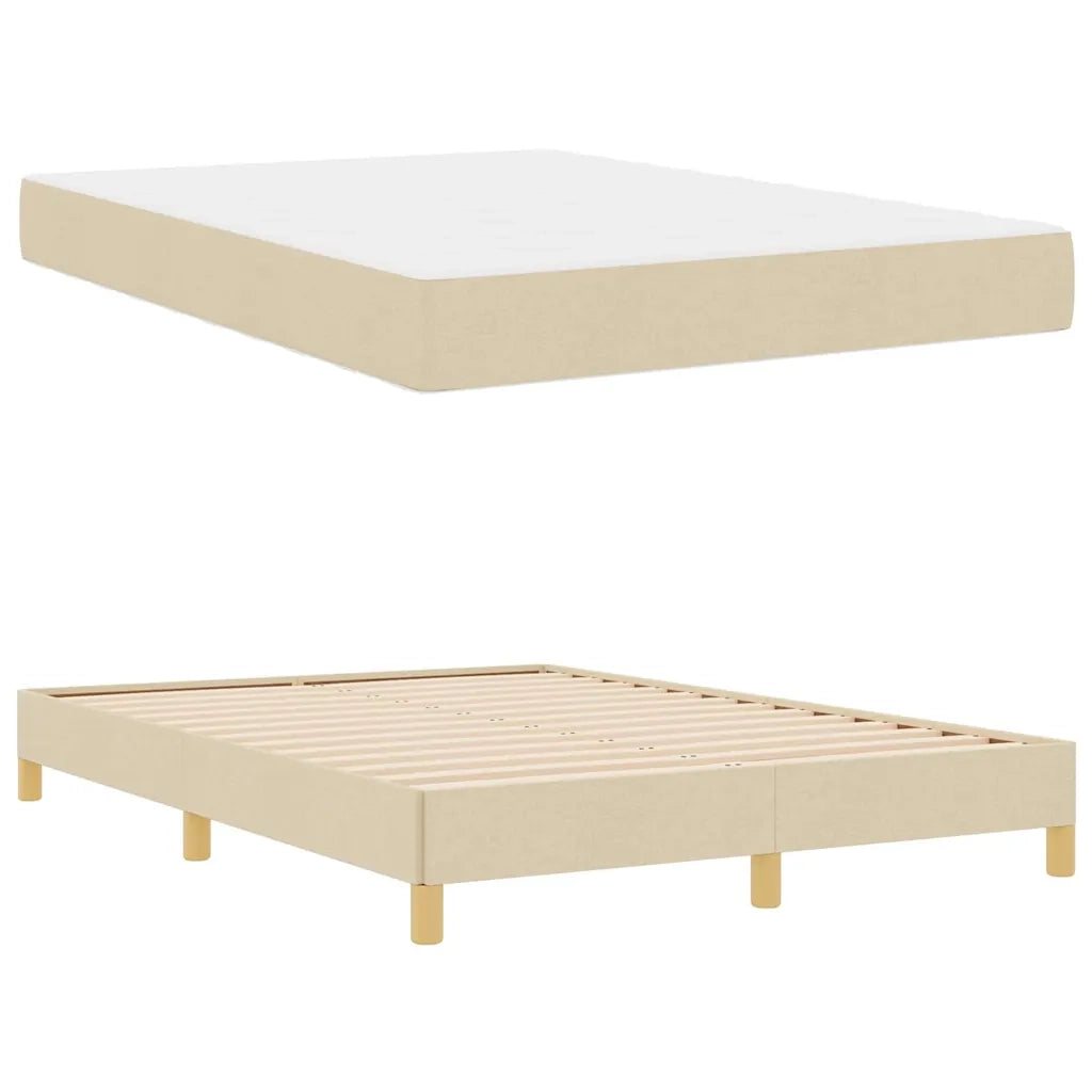 Letto a molle con materasso Crema 140 x 190 cm Tessuto