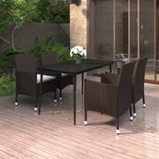 Set da Pranzo per Giardino 5 pz con Cuscini Polyrattan e Vetro 3099723