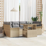 Set Divano da Giardino con cuscino 7 pcs Beige Poly Rattan 3348216