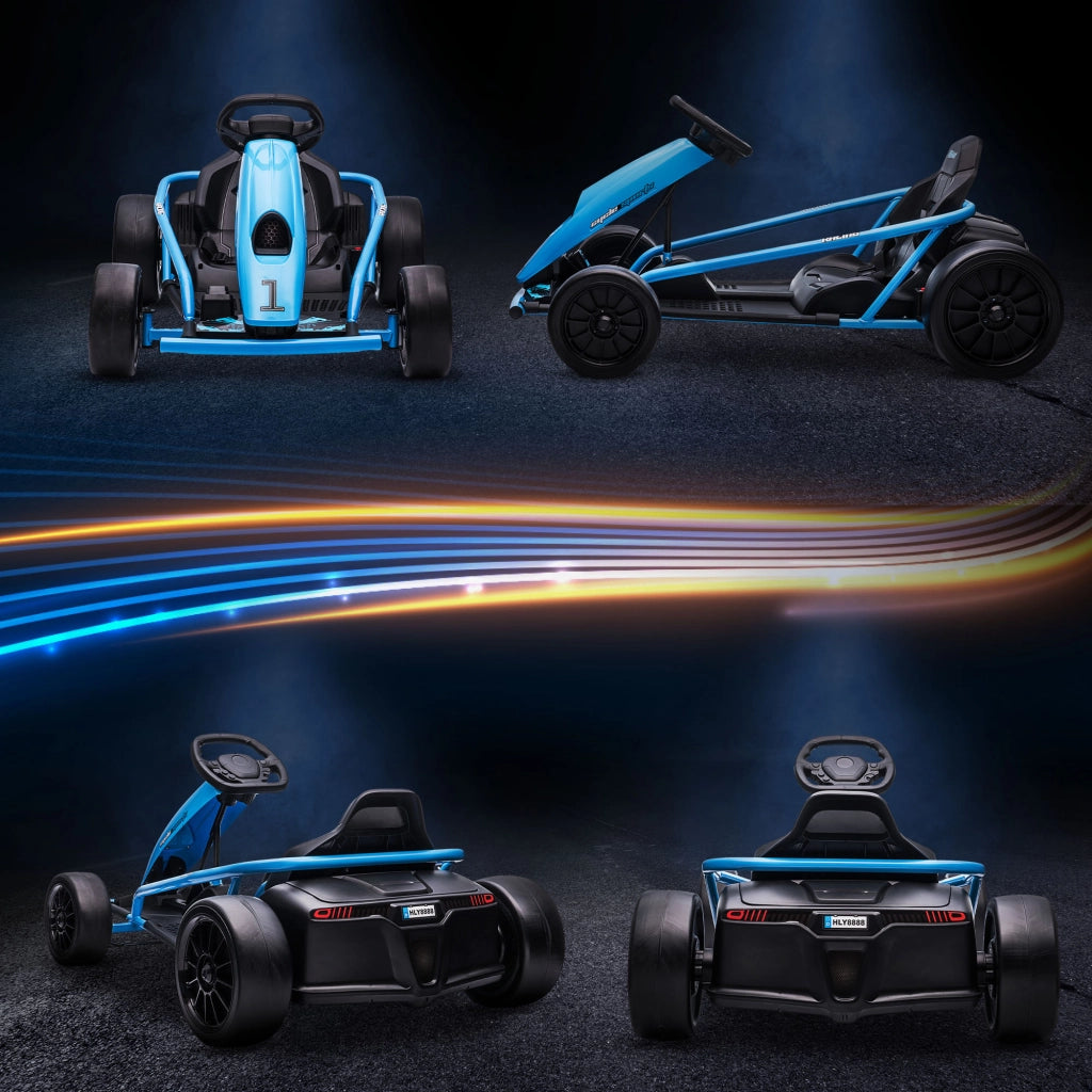 Go-Kart Elettrico per Bambini ¨C Minimal ¨C Blu e Nero 115x77x54 cm