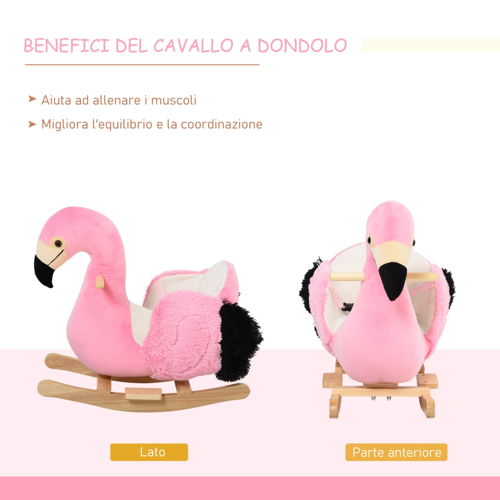 Cavallo a Dondolo Bambini Legno Sicurezza Rosa ¨C Minimal