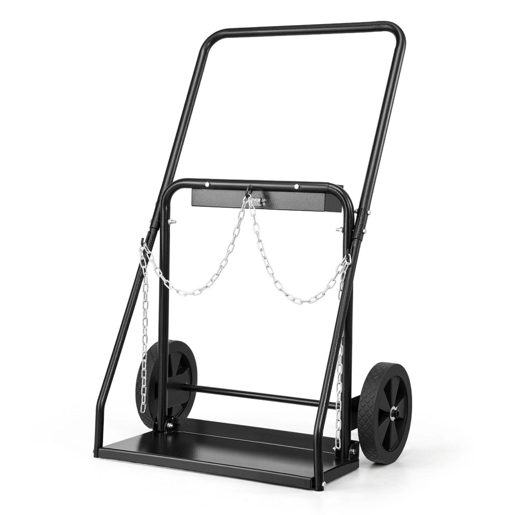Carrello Portabombole per Saldatura WT-179 in Acciaio Robusto per Bombole Ossigeno Acetilene Fino a 200 kg con Ruote 254 mm per Officina