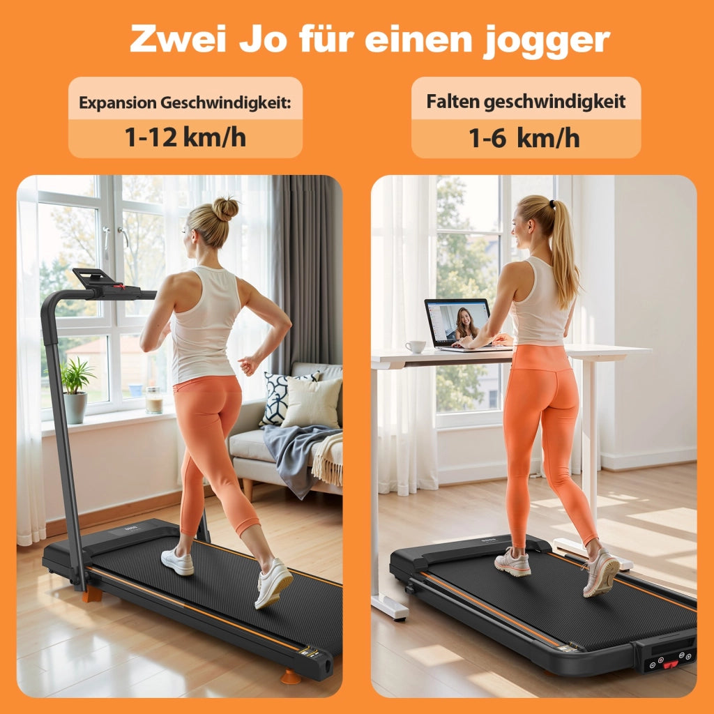 Tapis roulant domestico, con funzione di inclinazione, tapis roulant da tavolo compatto e portatile, portata massima 120 kg, nero