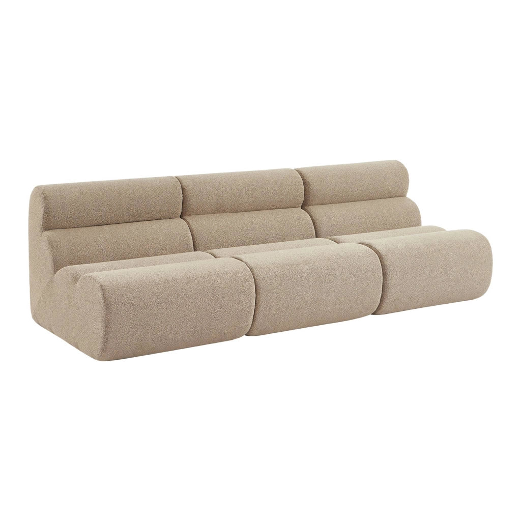 Divano modulare in tessuto bouclé, 3 posti, beige