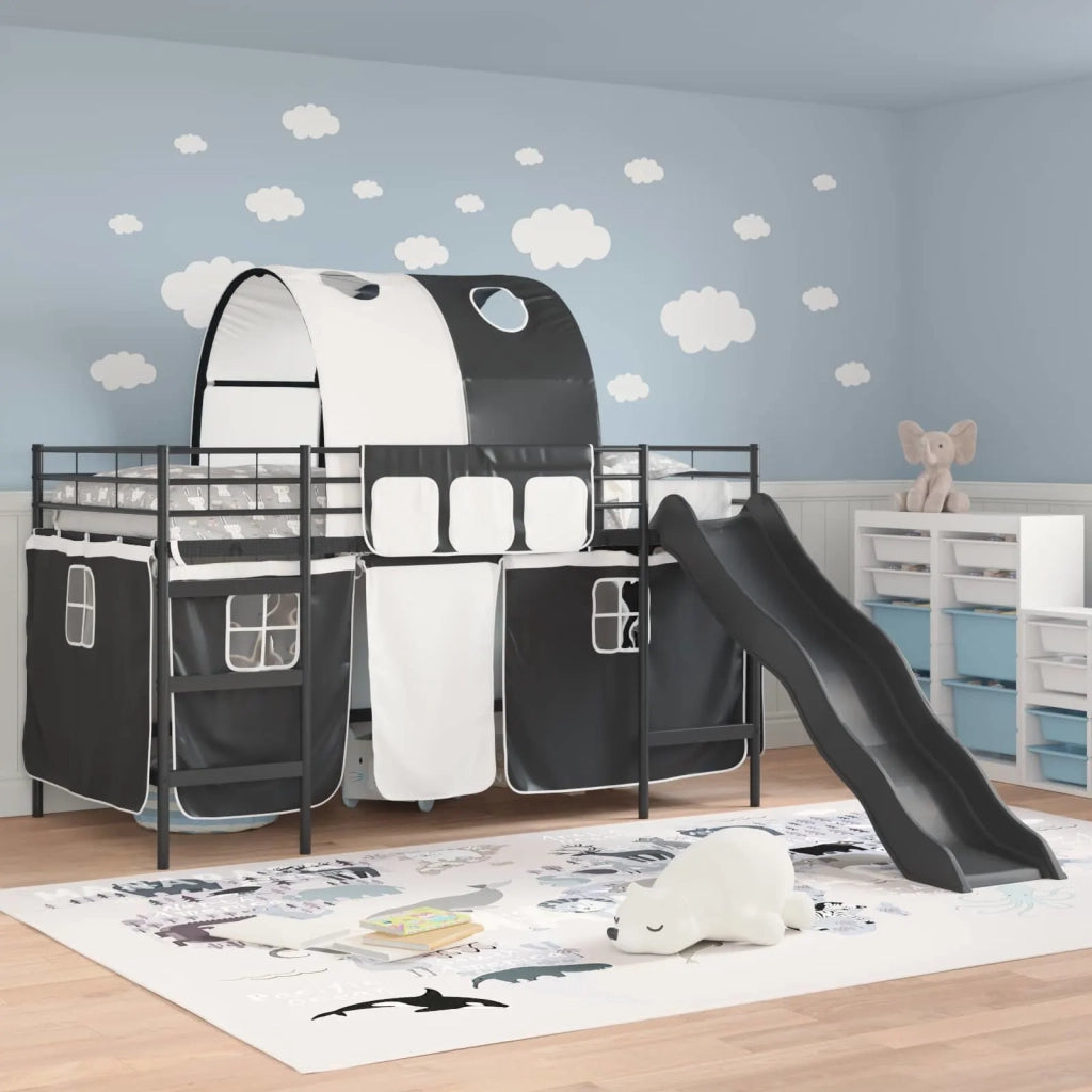Struttura del letto loft per bambini-Giroletto per bambini Nero 107 x 200 cm Metallo 218459