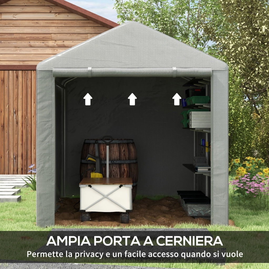 Capanno Porta Attrezzi e Tenda Garage per Bici e Moto ¨C zephmum ¨C 1.6x2m, Grigio Chiaro