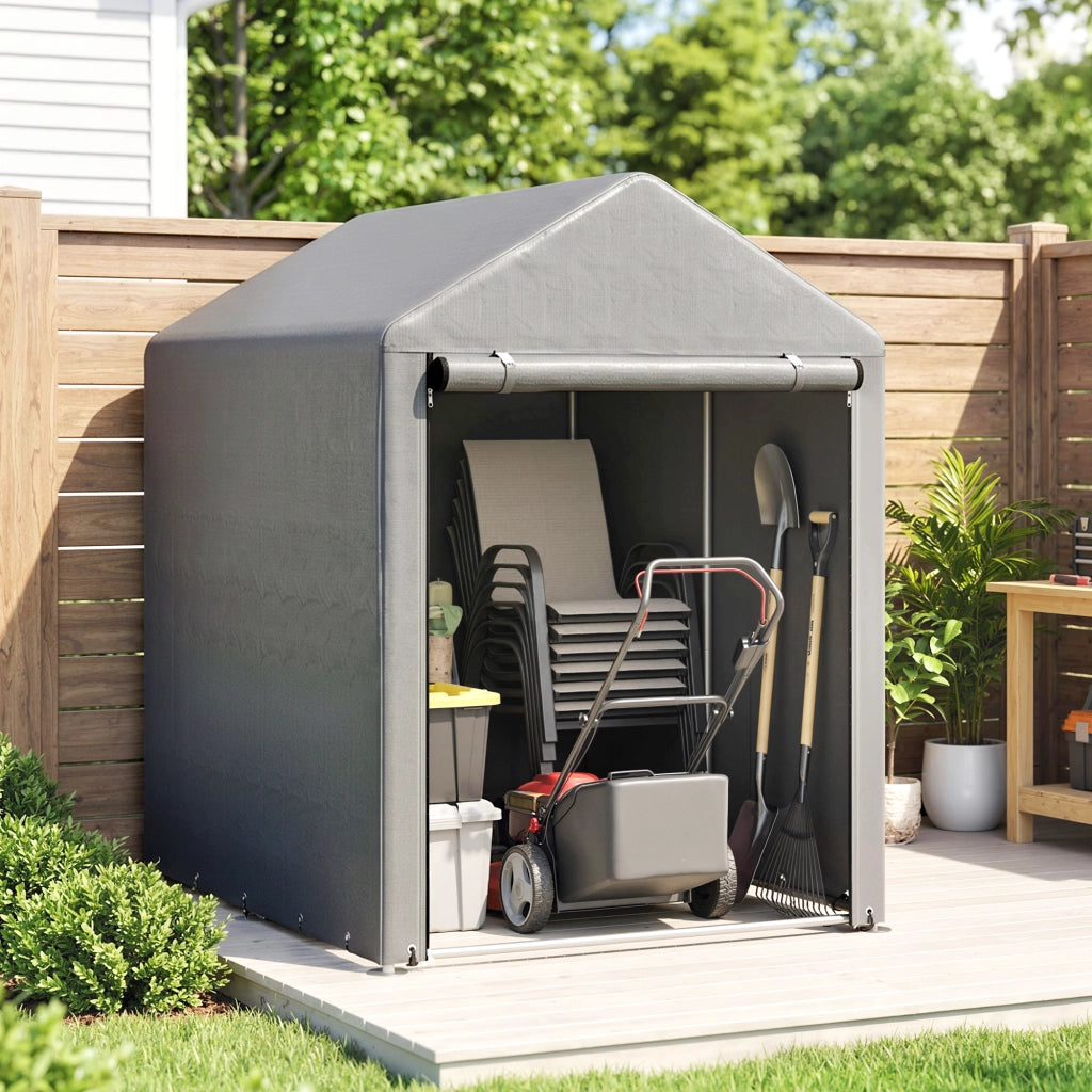 Tenda da Giardino per Biciclette ¨C Xylo ¨C 1,2x1,8x1,65 m Grigio Chiaro Impermeabile Anti-UV