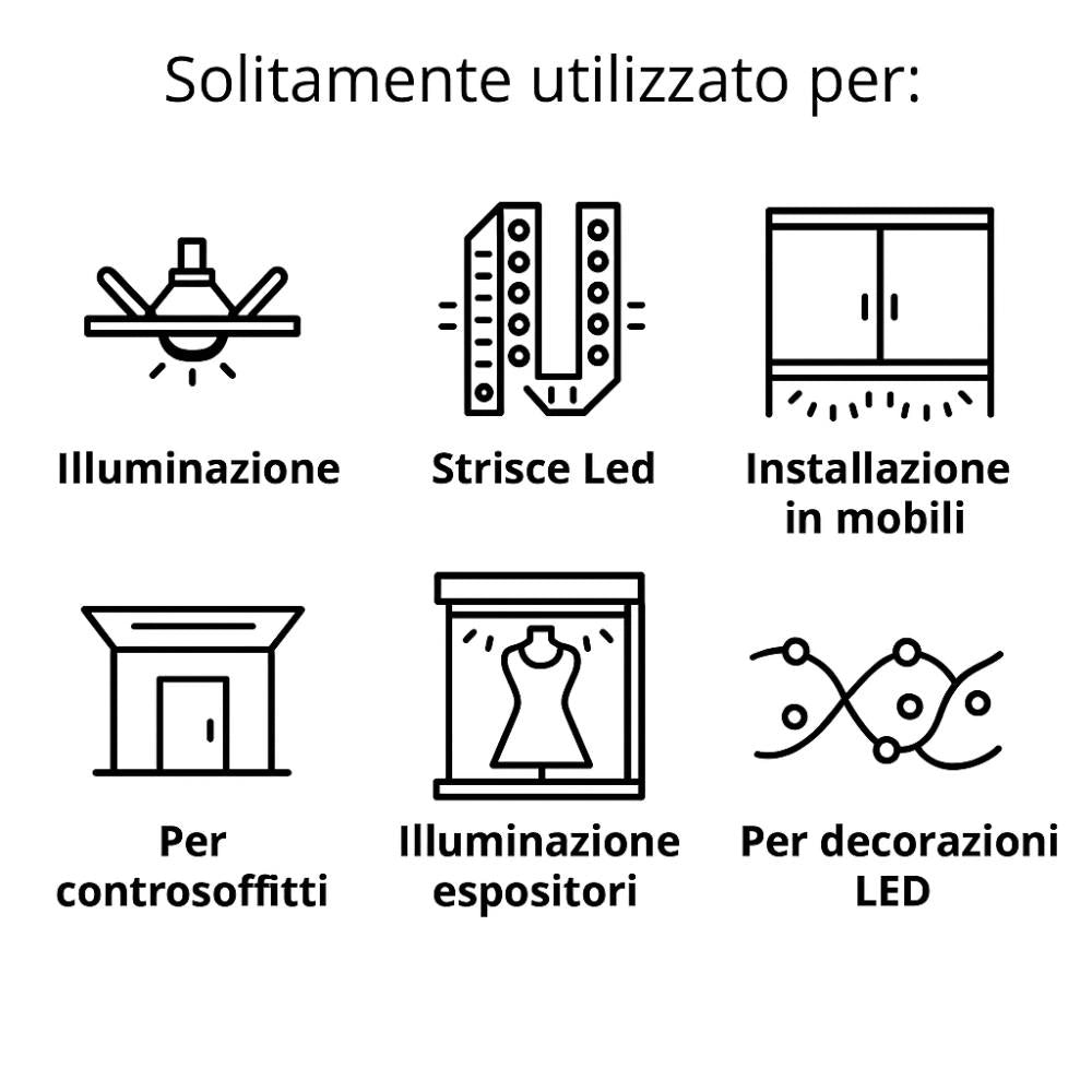 Alimentatore led 24v 100w in metallo ip20 per installazioni interne