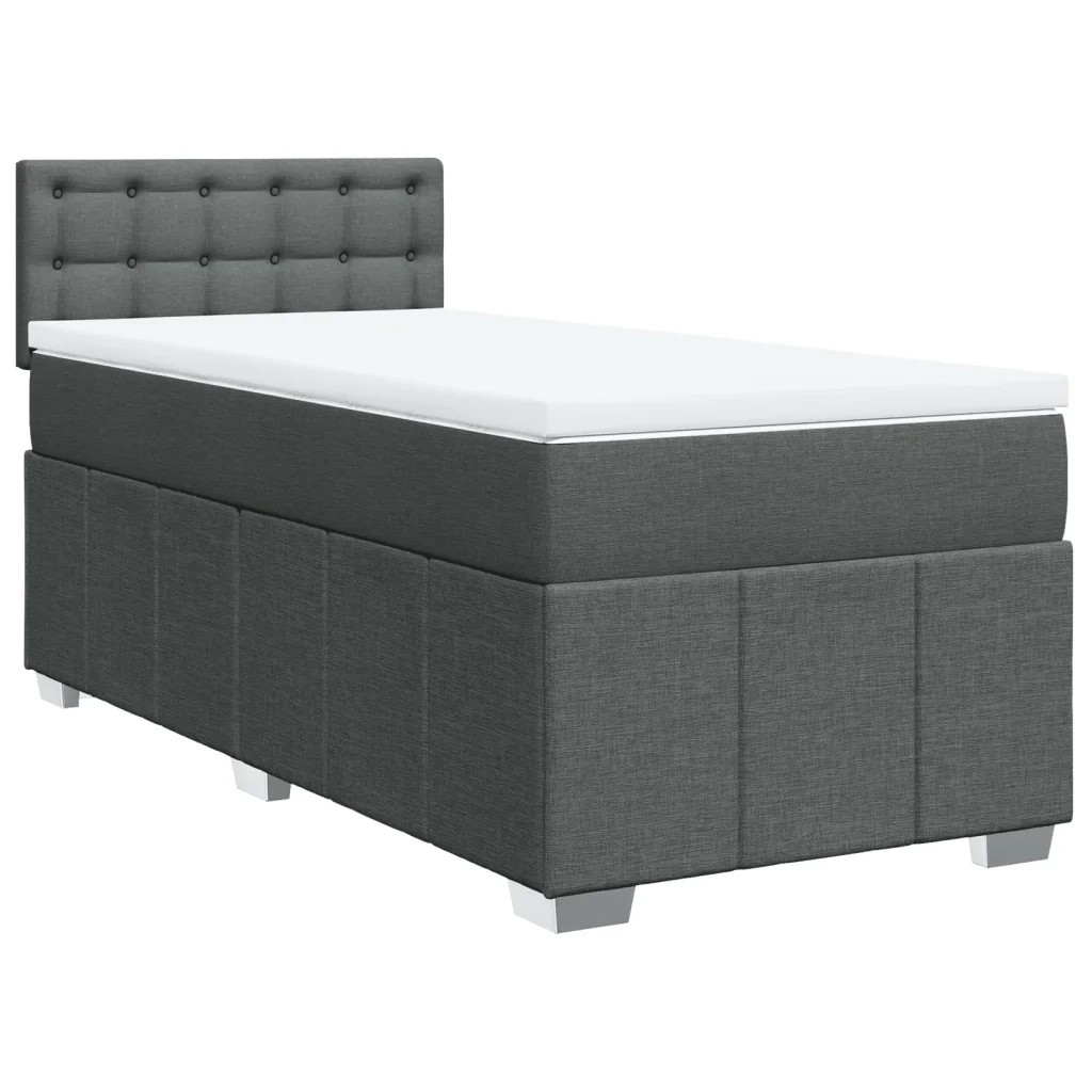 Giroletto a Molle con Materasso-Struttura Letto Grigio Scuro 80x200 cm Tessuto 201528