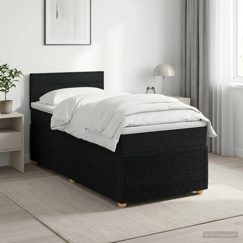 Letto box spring con materasso Nero 80 x 200 cm Tessuto 3451330