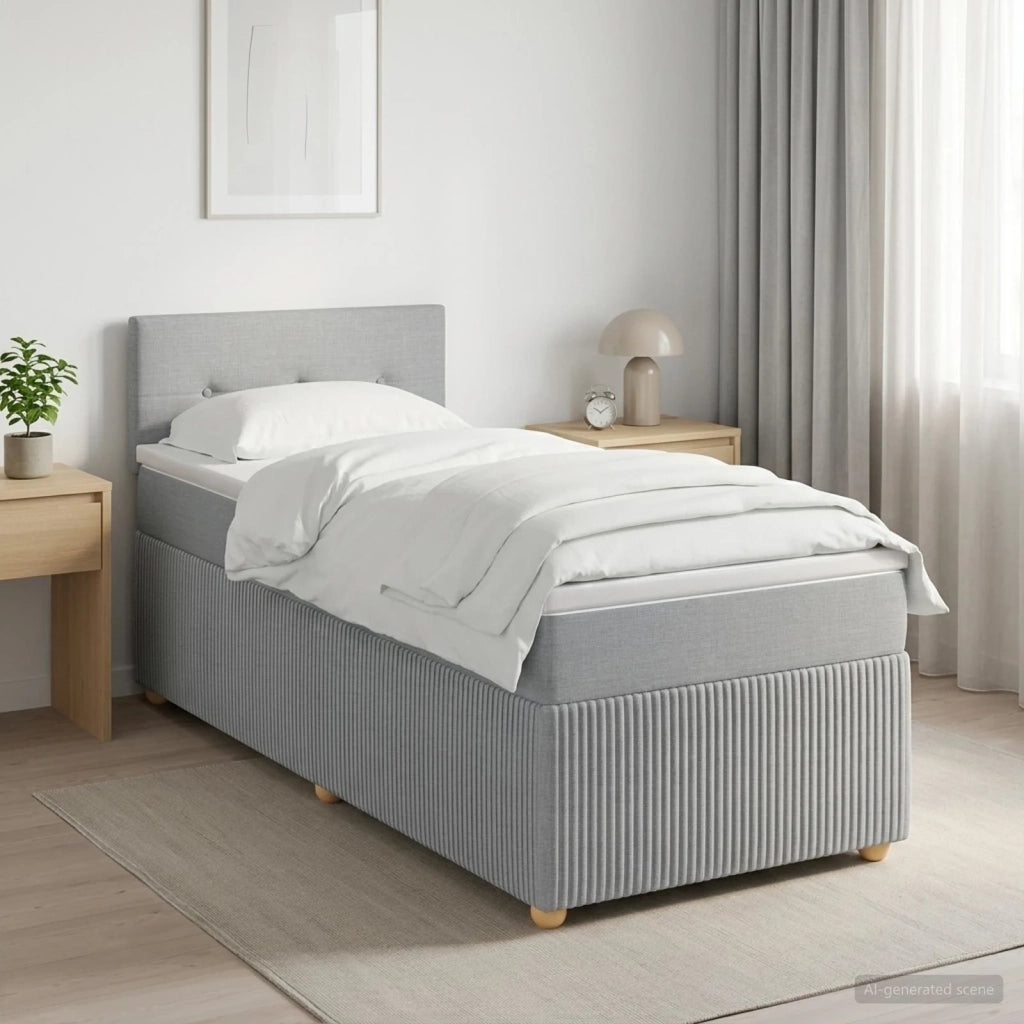 Letto box spring con materasso Grigio Chiaro 90 x 200 cm 3452841