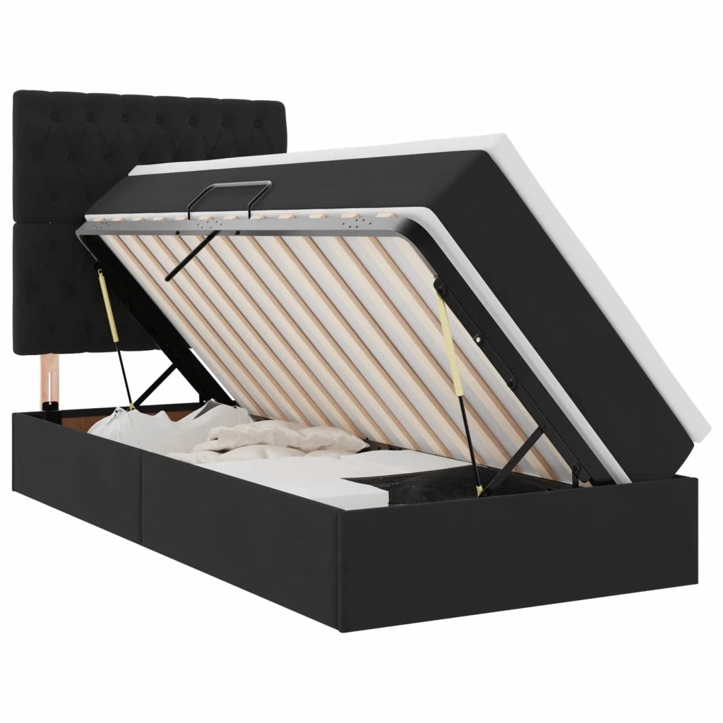 Letto con contenitore e LED con led Nero 90 x 200 cm Velluto