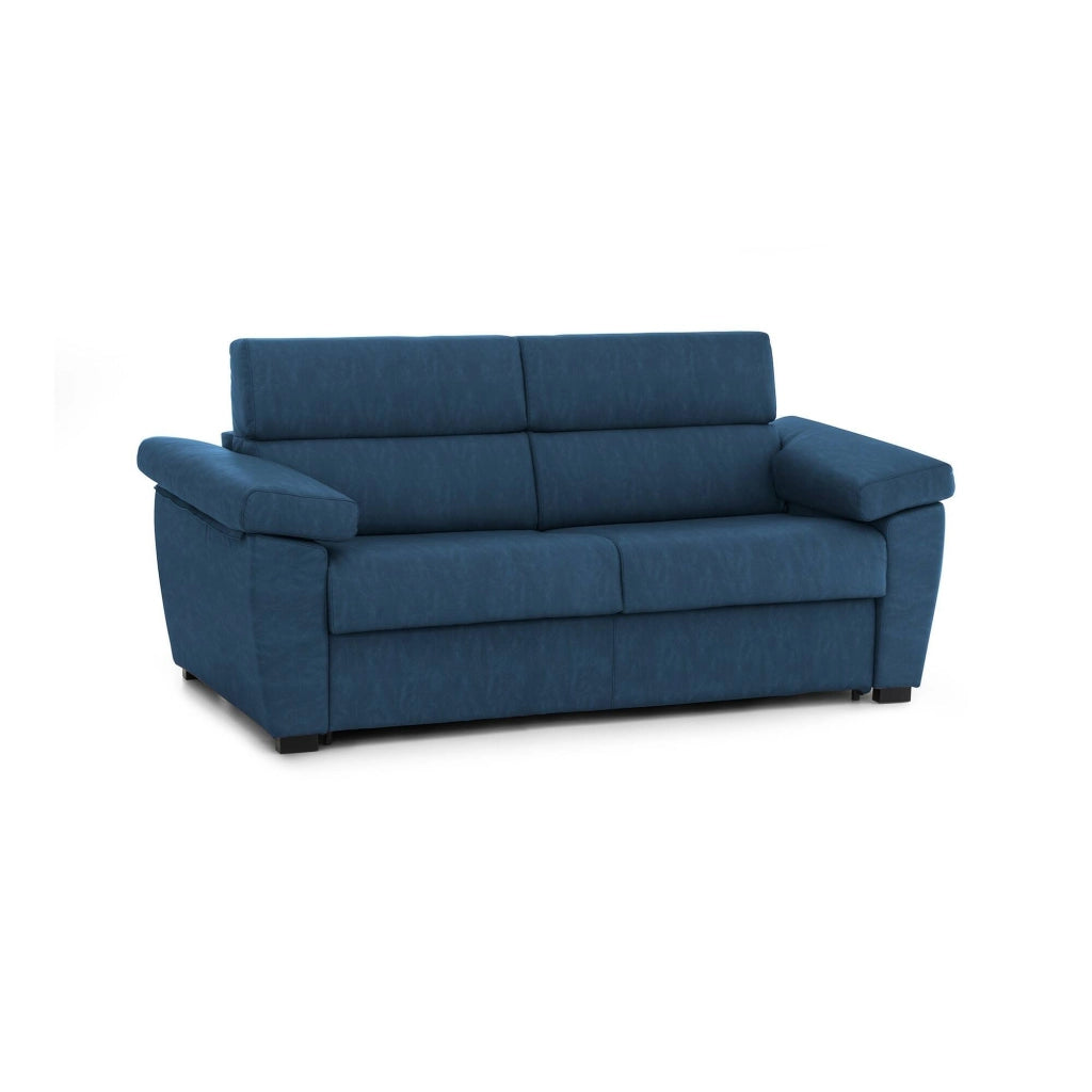 Pisogne, Divano Fisso 2 Posti Sfoderabile Made in Italy, 185x95x100h cm blu