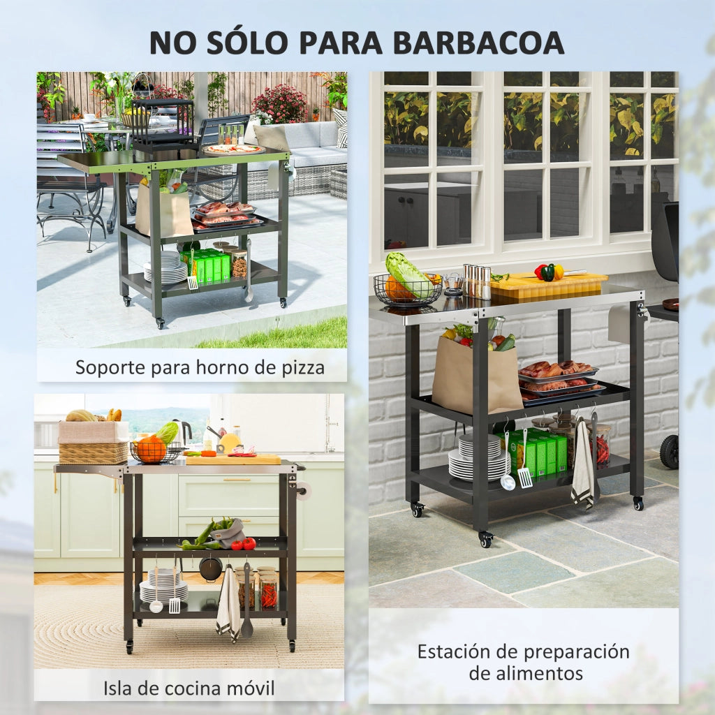 Carro da Giardino con Piano ¨C Minimal ¨C 116x50x86 cm Nero