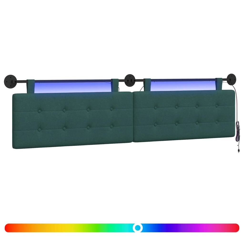 Testiera sospesa Con luce LED Verde Scuro Tessuto 3424497