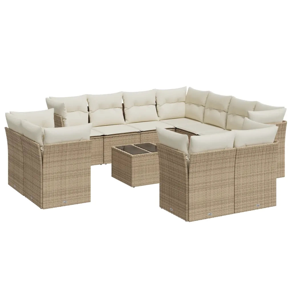 Set Divani da Giardino 12 pz con Cuscini Beige in Polyrattan 3250357