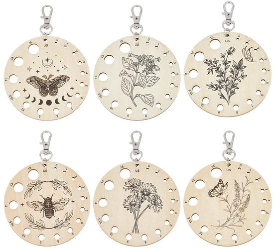 Set di Breinaledi 6 pezzi - Guida di misurazione in legno - Attrezzo per breiare rotonde - Chiusura - Comodo da tenere in mano - Misurazione precisa - Materiale per breiare