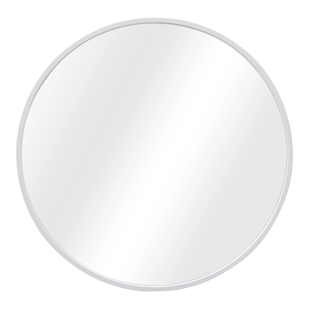 Specchio Rotondo da Parete 'Modugno' Ø 40 cm Cornice in Alluminio - Bianco [en.casa]