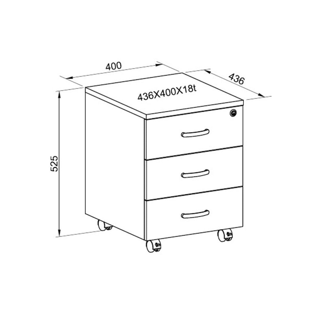 Marvin Cassettiera Ufficio In Legno Chiave Sicurezza Con Ruote Per Scrivania Tavolo 3 Cassetti Ripiani Beige Tramato