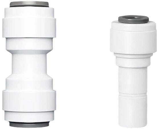 Filtro Acqua - 2 Pezzi Filtro Acqua RO con Flessibile - Fitting Piastra 3/8" - Connettori Rapidi 1/4" - Materiali POM di Alta Qualità - Connettori Impermeabili - Connettore Filtro Acqua