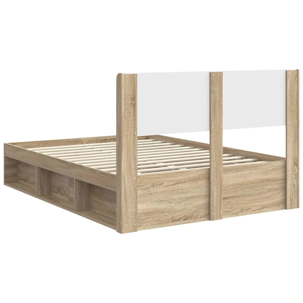 Struttura del letto con stoccaggio e testata-Giroletto con contenitore Rovere Sonoma 608390