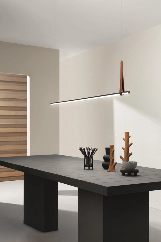 SOSPENSIONE REGOLI ORIZZONTALE NERO L.110CM 3000K 1224LM 20W DIMMERABILE